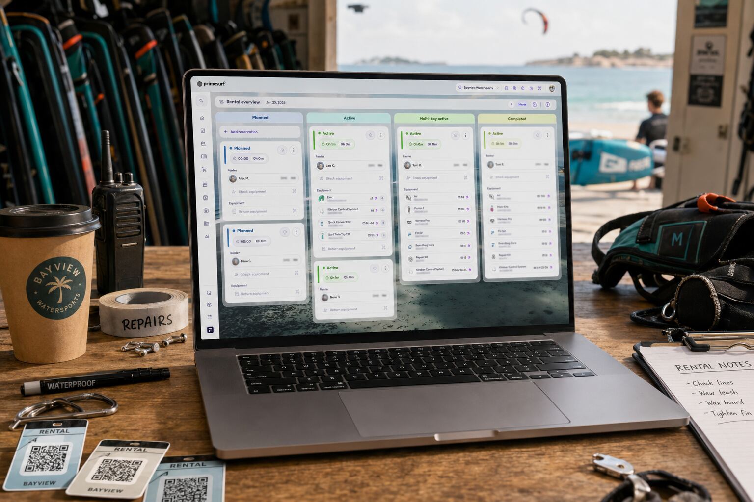 The rental board in its natural habitat — statuses, tags and notes in one place.