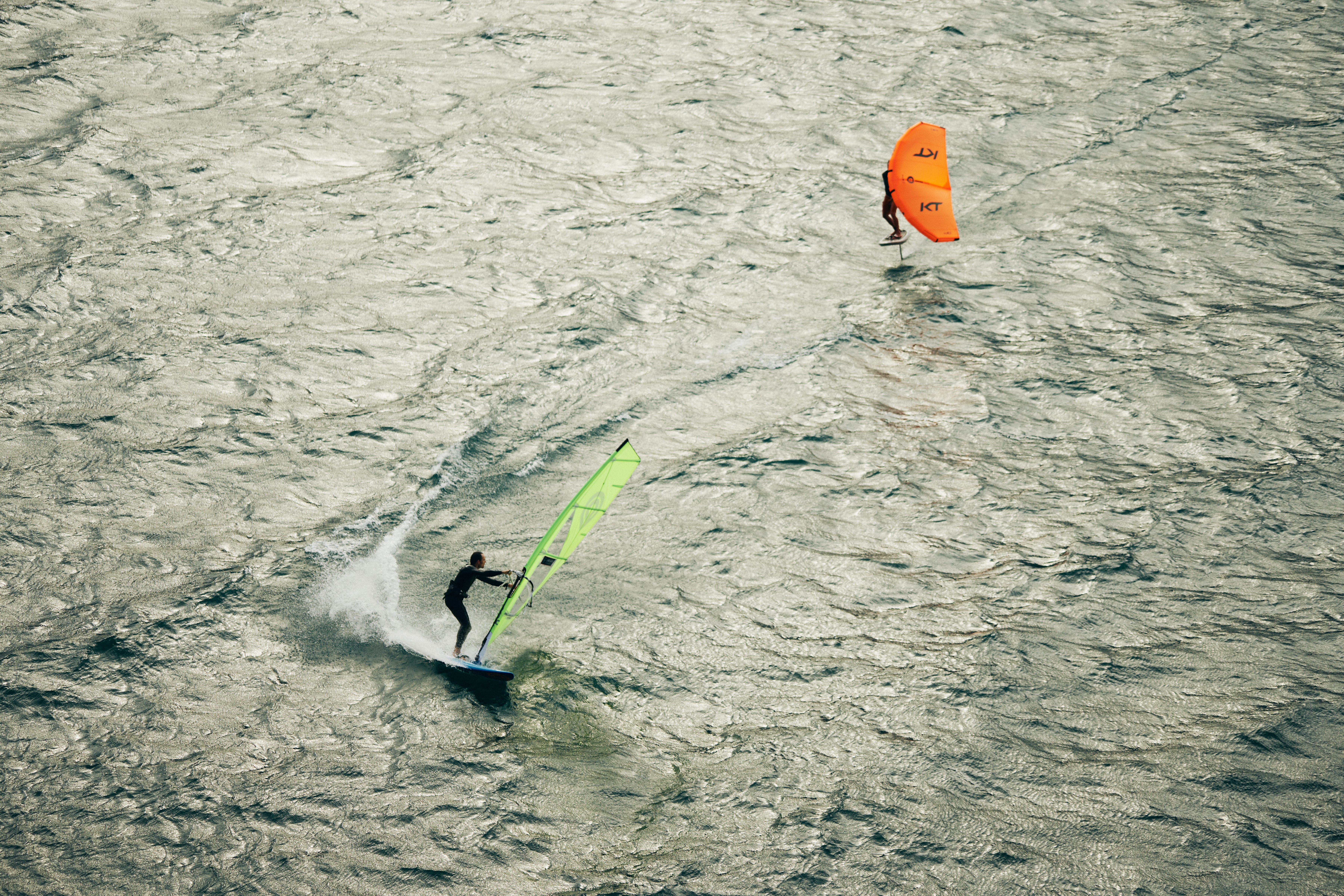 Windsurf school session on the water